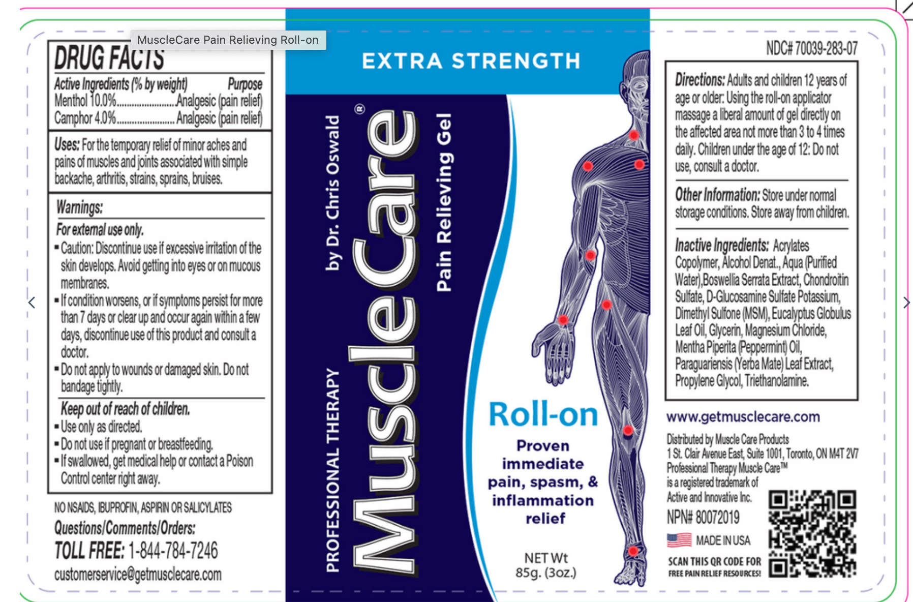 Muscle Care Extra Strength Pain Relieving Roll On