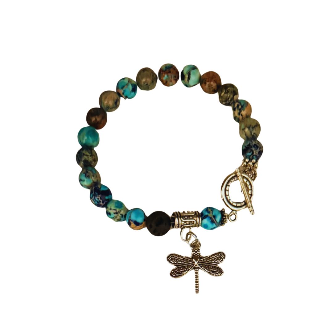 Blue Sea Sediment Jasper essential oil diffuser bracelet