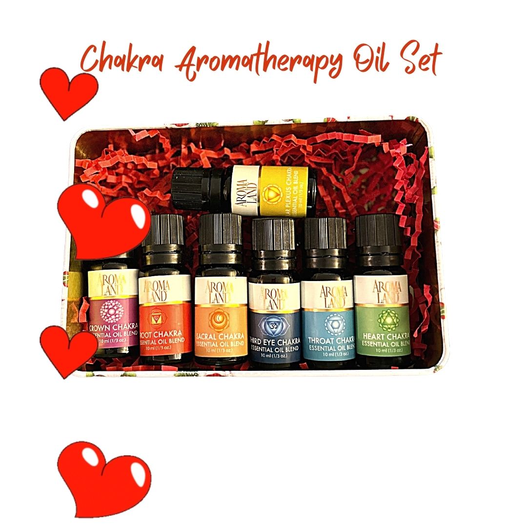 Chakra essential oil blend set for energy balancing and meditation