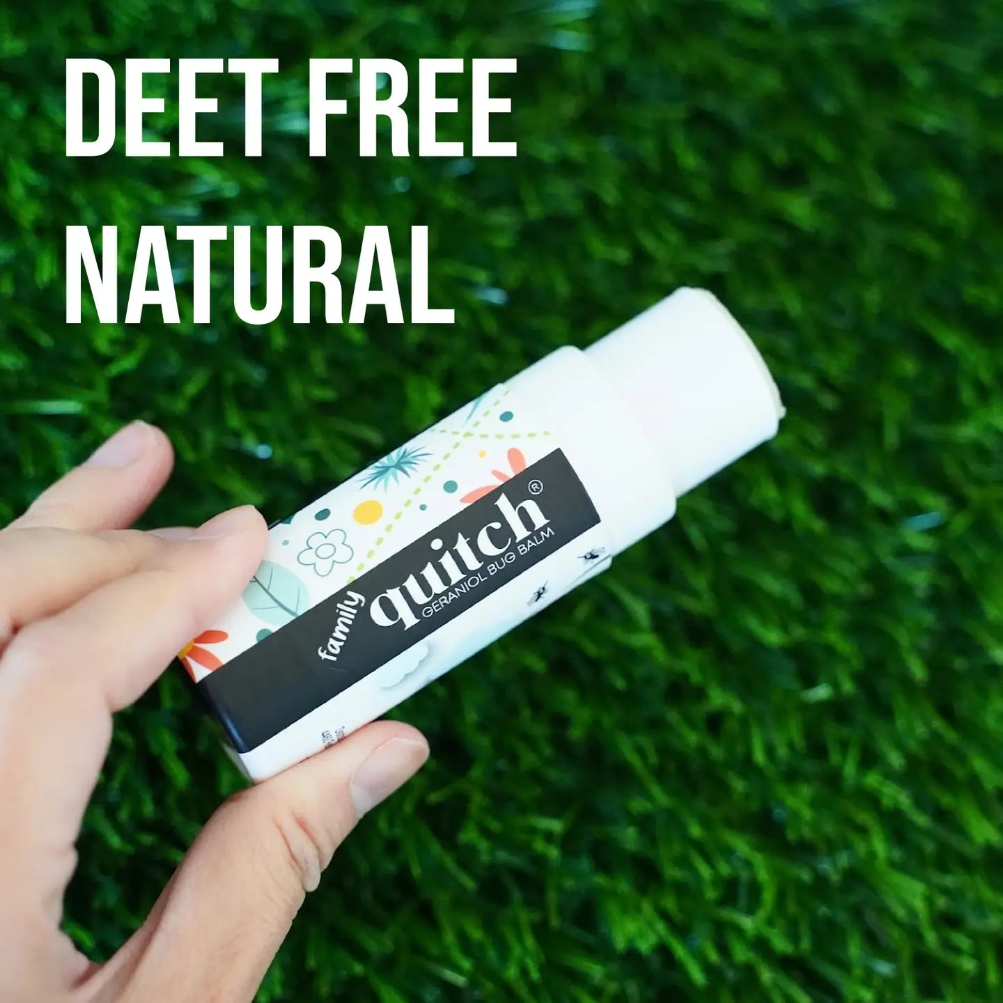 Quitch Deet free geraniol bug balm plant powered Insect repellent